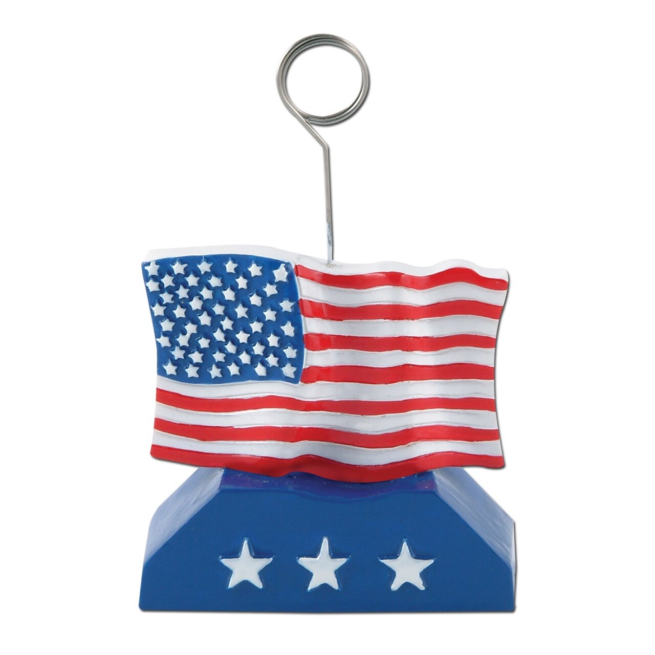 Beistle Pack of 6 Red and Blue Flag 4th of July Photo or Balloon Holder Party Decorations 6 oz.